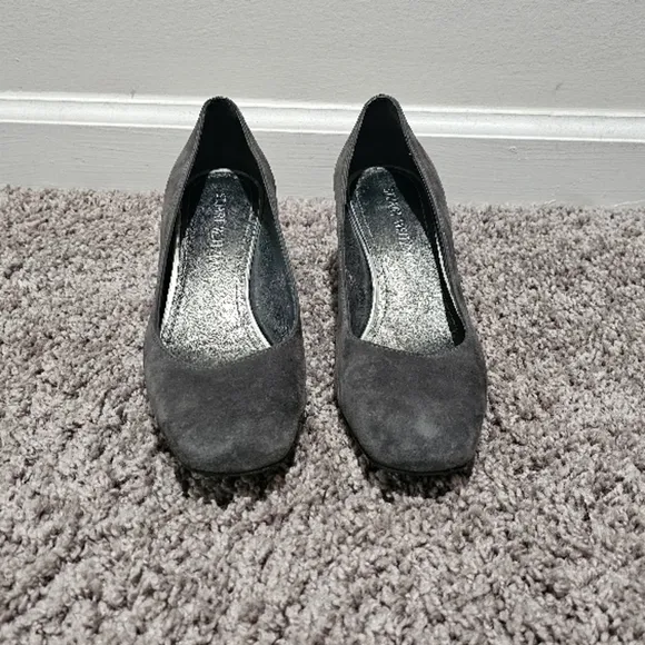 Stuart Weitzman Marymid Suede Mid Heel Pump Slate shoes size 6.5