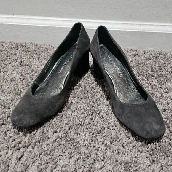 Stuart Weitzman Marymid Suede Mid Heel Pump Slate shoes size 6.5
