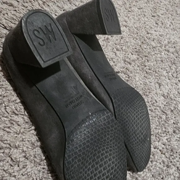 Stuart Weitzman Marymid Suede Mid Heel Pump Slate shoes size 6.5