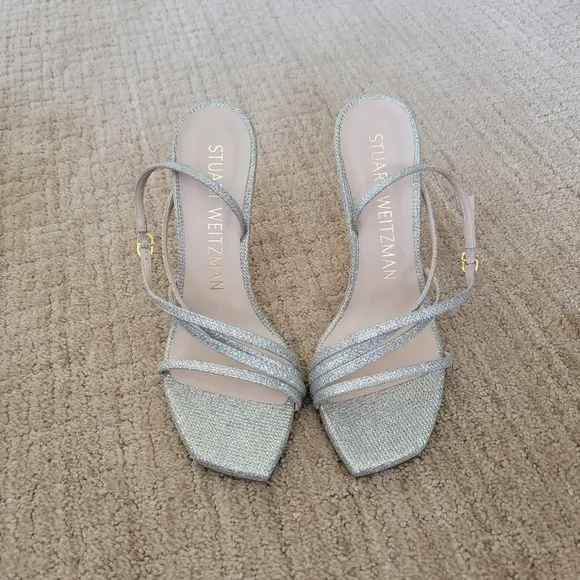 Stuart Weitzman Melodi Glitter High Heel Sandals, Size 8