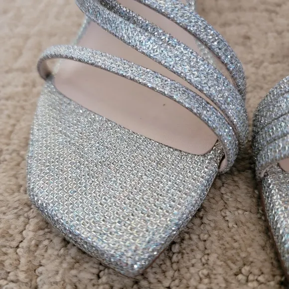 Stuart Weitzman Melodi Glitter High Heel Sandals, Size 8