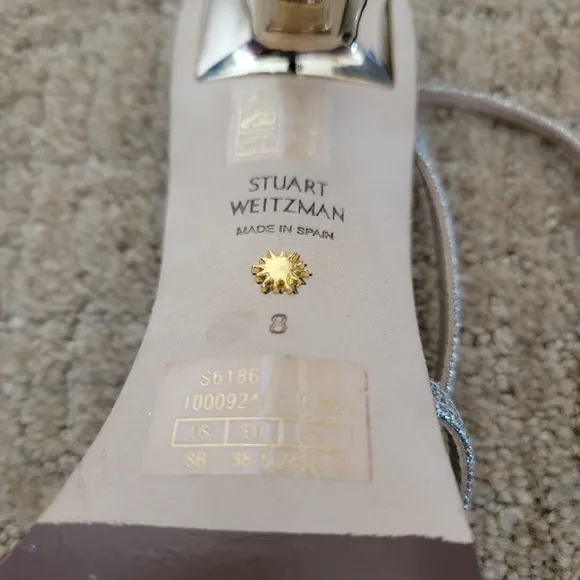 Stuart Weitzman Melodi Glitter High Heel Sandals, Size 8