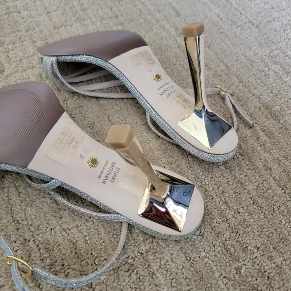 Stuart Weitzman Melodi Glitter High Heel Sandals, Size 8