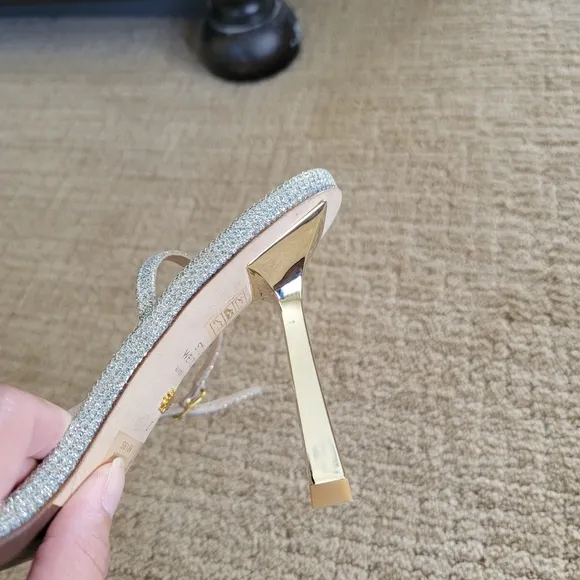 Stuart Weitzman Melodi Glitter High Heel Sandals, Size 8