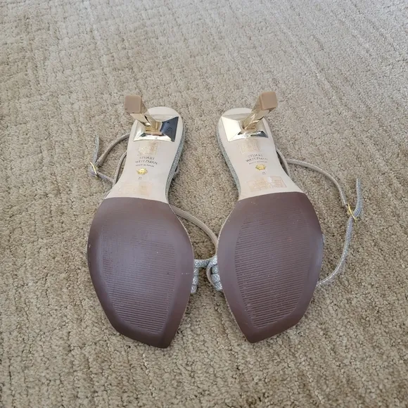 Stuart Weitzman Melodi Glitter High Heel Sandals, Size 8