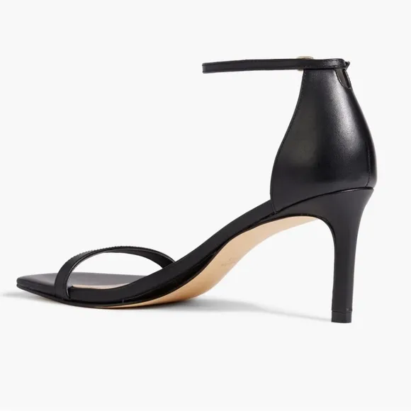 Stuart Weitzman Nudistcurve 75 Heel Sandal Sandal Strap Black Leather Sz 8.5