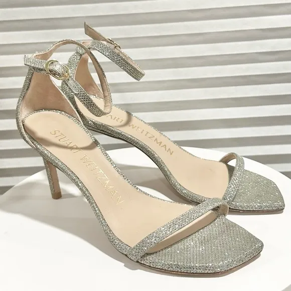 🌹STUART WEITZMAN 🌹Nudistcurve Glitter Open Toe Sandals Size: 6B