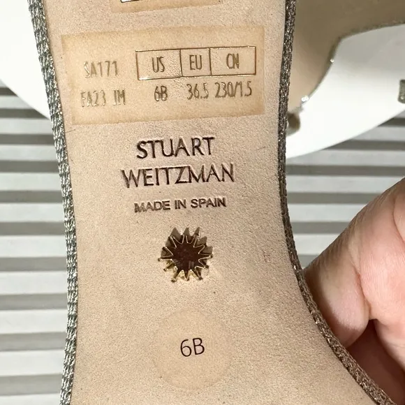 🌹STUART WEITZMAN 🌹Nudistcurve Glitter Open Toe Sandals Size: 6B