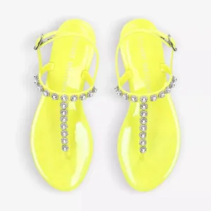 STUART WEITZMAN PEARL CRYSTAL-EMBELLISHED JELLY THONG SANDALS