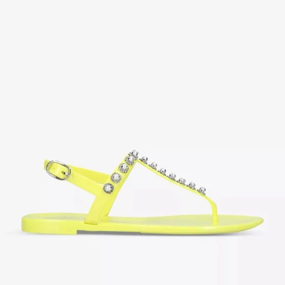 STUART WEITZMAN PEARL CRYSTAL-EMBELLISHED JELLY THONG SANDALS