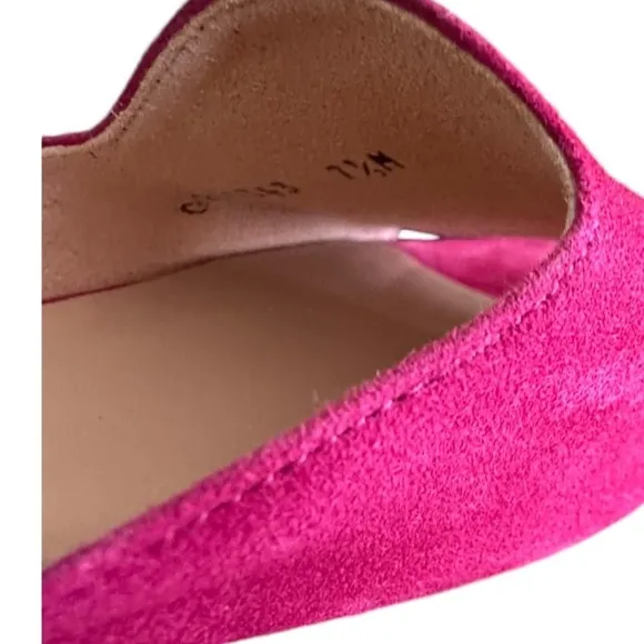 Stuart Weitzman Sandals Pink Suede Leather Open Toe Slides Low Heel Size 7.5