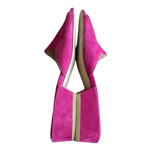 Stuart Weitzman Sandals Pink Suede Leather Open Toe Slides Low Heel Size 7.5
