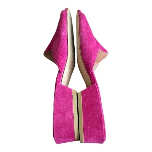 Stuart Weitzman Sandals Pink Suede Leather Open Toe Slides Low Heel Size 7.5