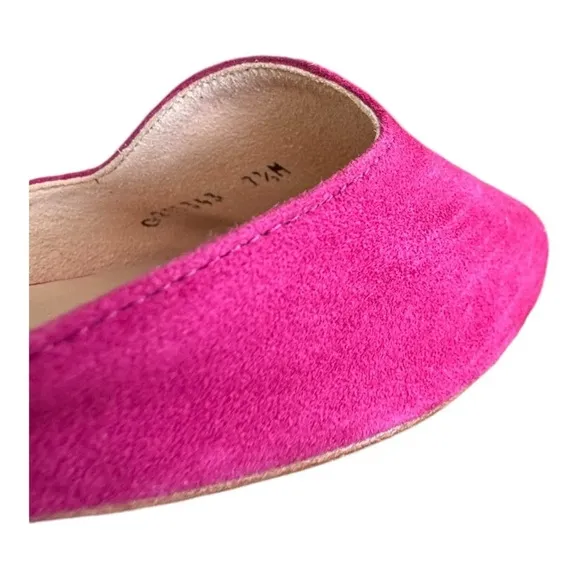 Stuart Weitzman Sandals Pink Suede Leather Open Toe Slides Low Heel Size 7.5