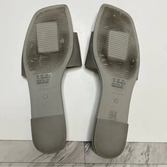 Stuart Weitzman Square Toe Gray Slide Sandal 8 1/2 B