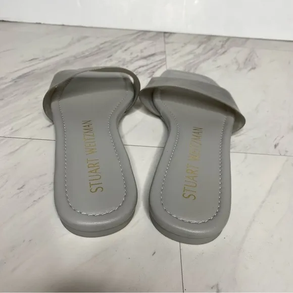 Stuart Weitzman Square Toe Gray Slide Sandal 8 1/2 B