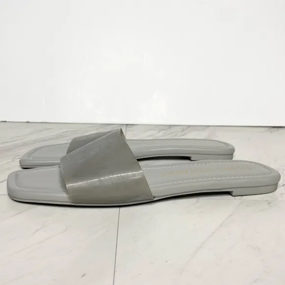 Stuart Weitzman Square Toe Gray Slide Sandal 8 1/2 B