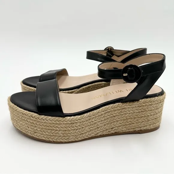 Stuart Weitzman Taborah Ankle-Strap Wedge Espadrille Sandals