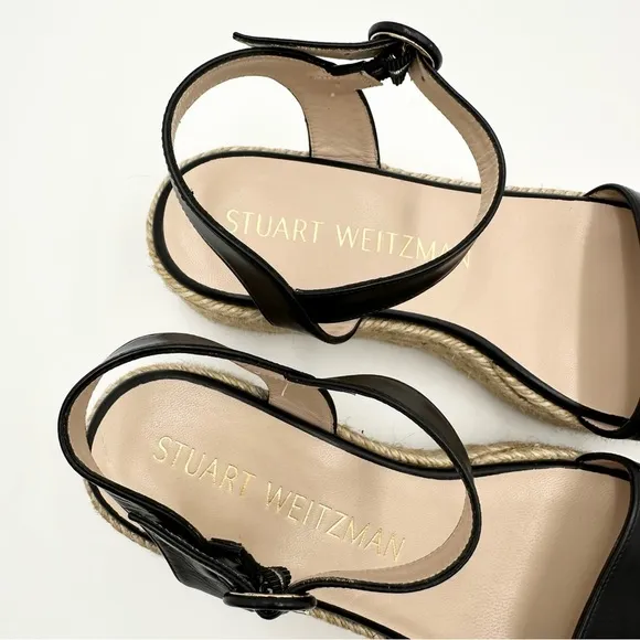 Stuart Weitzman Taborah Ankle-Strap Wedge Espadrille Sandals