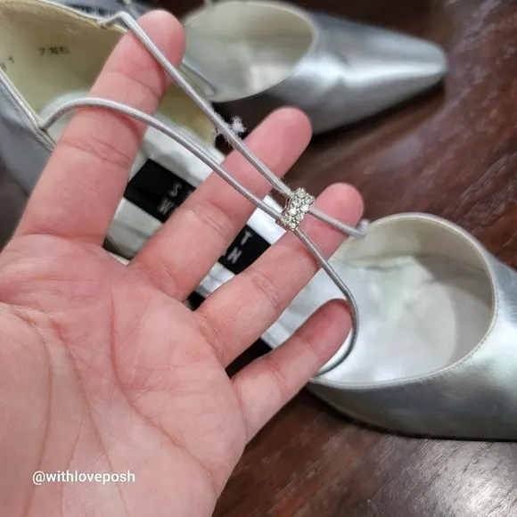 Stuart Weitzman Vintage silver closed pointed toe sandals