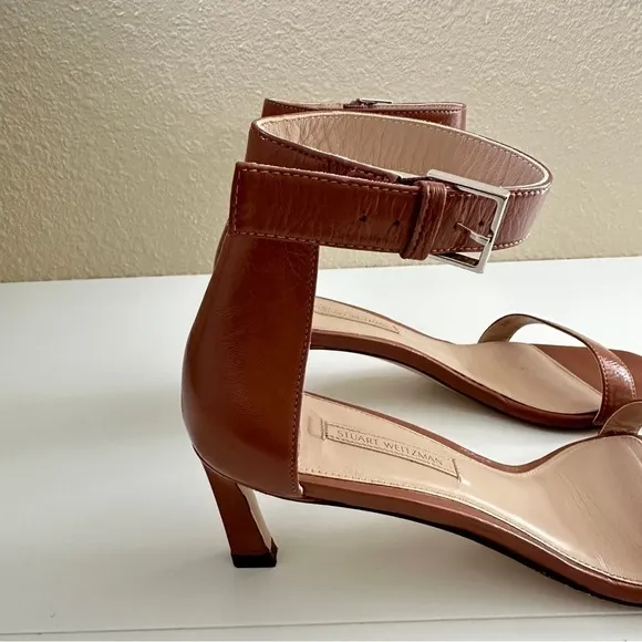 Stuart Weitzman Women's Ankle Strap Open Toe Heels Sandals in Blush Pink sz 8M
