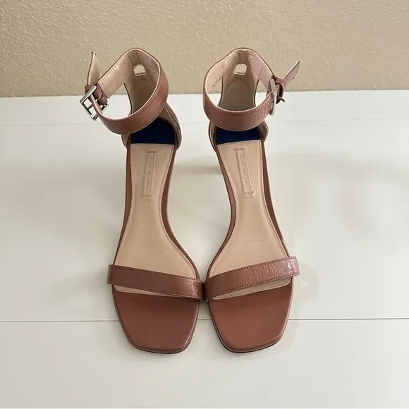 Stuart Weitzman Women's Ankle Strap Open Toe Heels Sandals in Blush Pink sz 8M