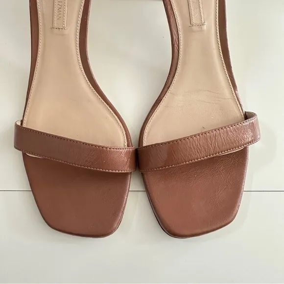 Stuart Weitzman Women's Ankle Strap Open Toe Heels Sandals in Blush Pink sz 8M