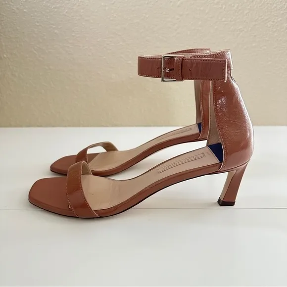 Stuart Weitzman Women's Ankle Strap Open Toe Heels Sandals in Blush Pink sz 8M
