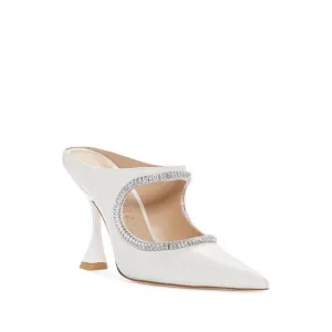 STUART WEITZMAN Womens White Curve Toe Slip On Leather Heeled Mules Shoes 7 B