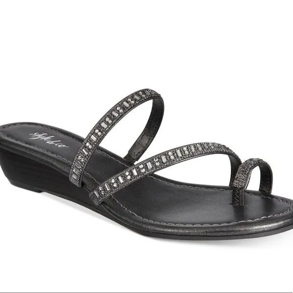 Style &amp; Co. Womens Hayleigh Open Toe Casual Slide Sandals, Slate, Size 5.5
