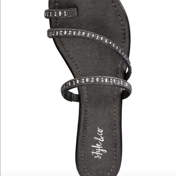 Style &amp; Co. Womens Hayleigh Open Toe Casual Slide Sandals, Slate, Size 5.5