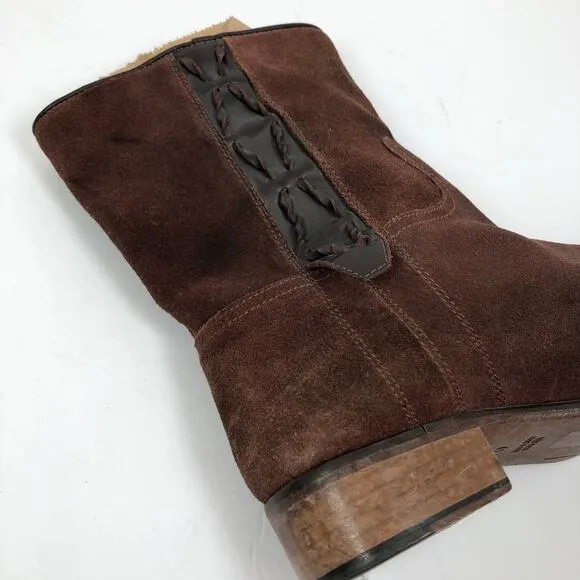 Sundance Boots 10 - 10.5 / 41 Brown Suede Leather Pull On Western Made in Italy