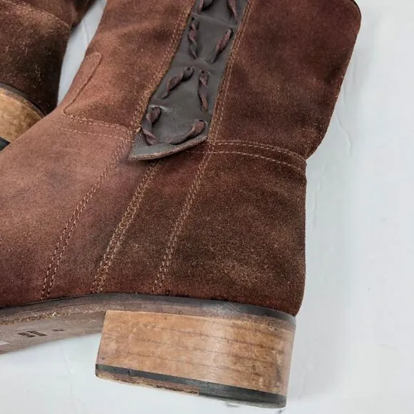 Sundance Boots 10 - 10.5 / 41 Brown Suede Leather Pull On Western Made in Italy
