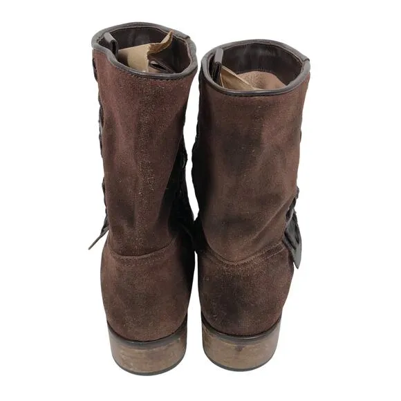 Sundance Boots 10 - 10.5 / 41 Brown Suede Leather Pull On Western Made in Italy