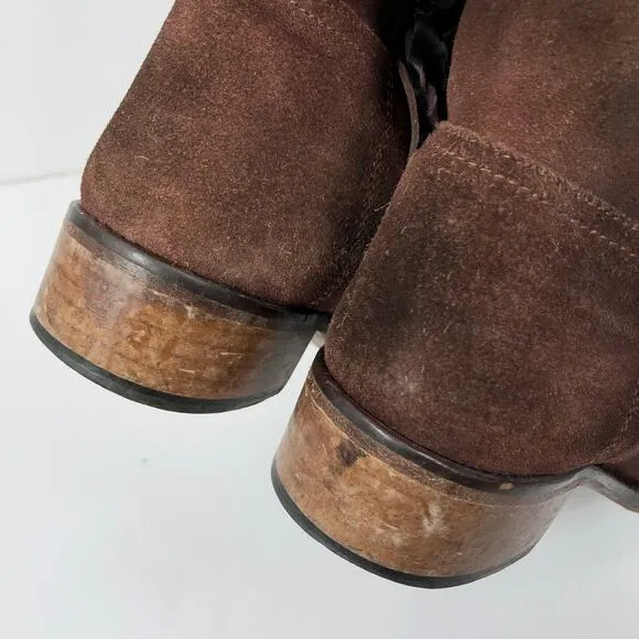 Sundance Boots 10 - 10.5 / 41 Brown Suede Leather Pull On Western Made in Italy