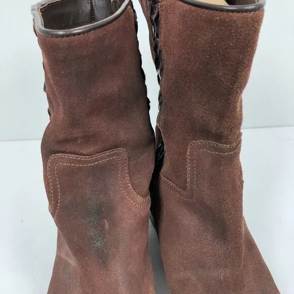 Sundance Boots 10 - 10.5 / 41 Brown Suede Leather Pull On Western Made in Italy