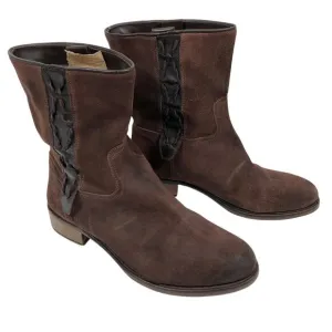 Sundance Boots 10 - 10.5 / 41 Brown Suede Leather Pull On Western Made in Italy