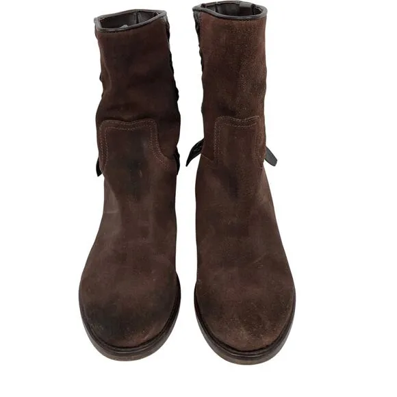 Sundance Boots 10 - 10.5 / 41 Brown Suede Leather Pull On Western Made in Italy