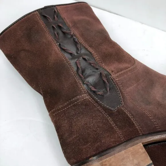 Sundance Boots 10 - 10.5 / 41 Brown Suede Leather Pull On Western Made in Italy