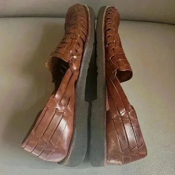Sunsteps Rocky Men's Hand Woven Leather brown cognac Huarache Sandal Comfort 10