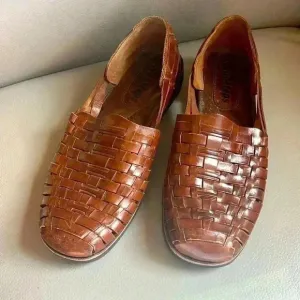 Sunsteps Rocky Men's Hand Woven Leather brown cognac Huarache Sandal Comfort 10