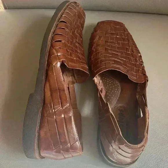 Sunsteps Rocky Men's Hand Woven Leather brown cognac Huarache Sandal Comfort 10