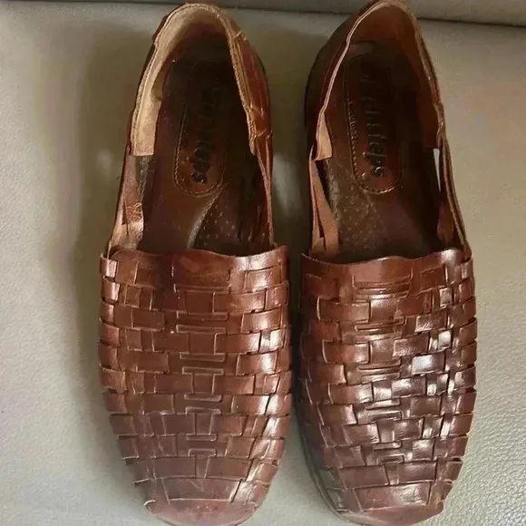 Sunsteps Rocky Men's Hand Woven Leather brown cognac Huarache Sandal Comfort 10