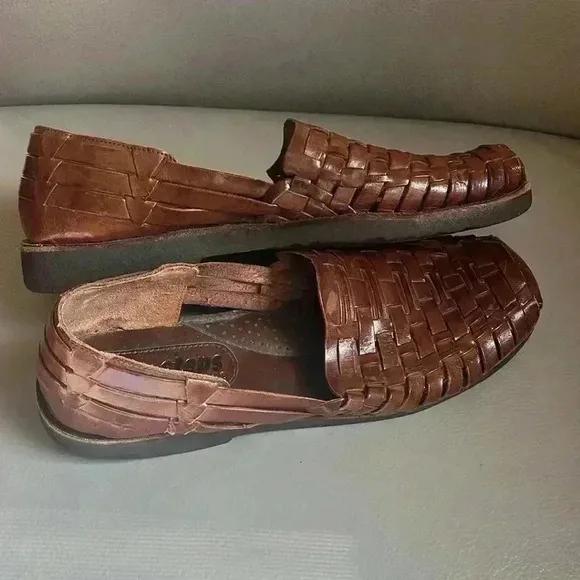 Sunsteps Rocky Men's Hand Woven Leather brown cognac Huarache Sandal Comfort 10