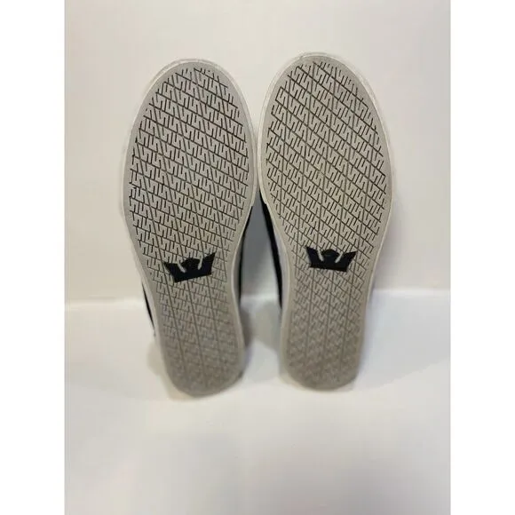 Supra MMVI Kensington Black and White Suede Skateboarding Shoes Men's 11.5