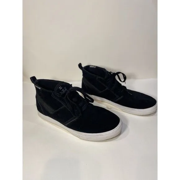 Supra MMVI Kensington Black and White Suede Skateboarding Shoes Men's 11.5