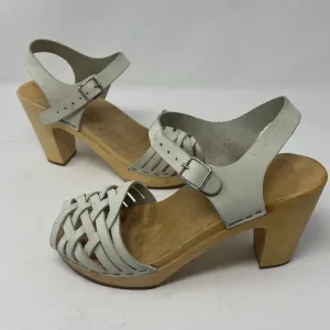 Swedish Hasbeens clogs sandals leather wood 38 cream