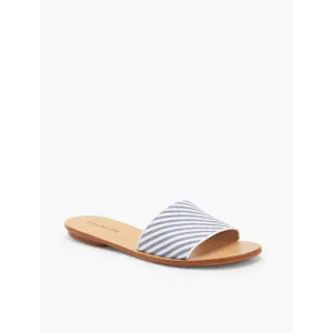 Talbots Striped Nautical Coastal Piped Round Toe Slides Sandals Slip-Ons (NWT)