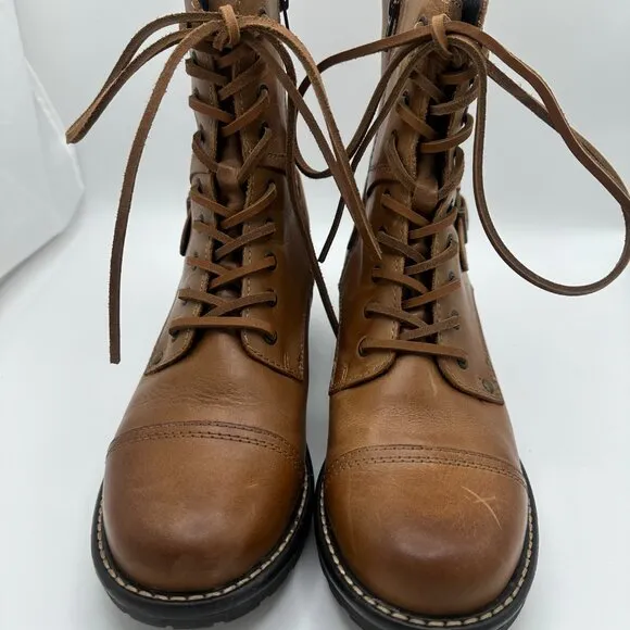 TAOS Crave Lace Up Full Grain Leather Boots Camel Brown Size EU 38 / US 7-7.5