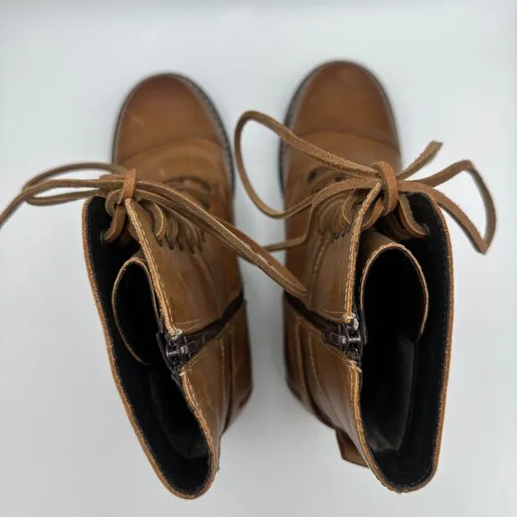 TAOS Crave Lace Up Full Grain Leather Boots Camel Brown Size EU 38 / US 7-7.5